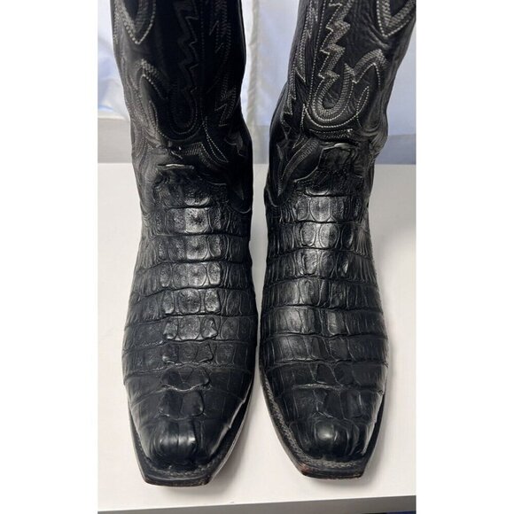 LUCCHESE BOOT COMPANY MENS SIZE 9-D CAiMAN BLACK GORGEOUS! main image 5